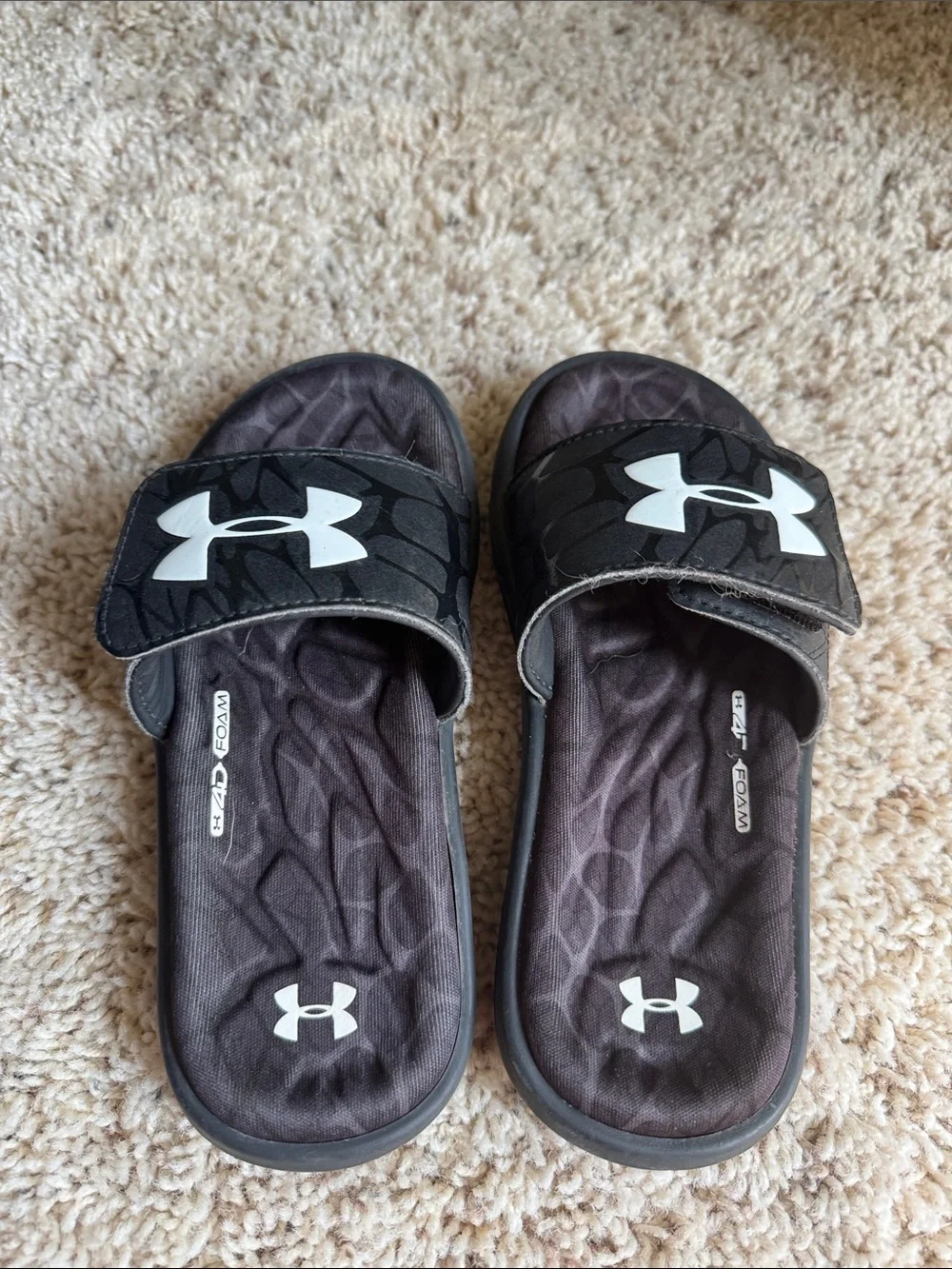 Under Armour Black Kids' Adjustable Slide Sandals with White Logo